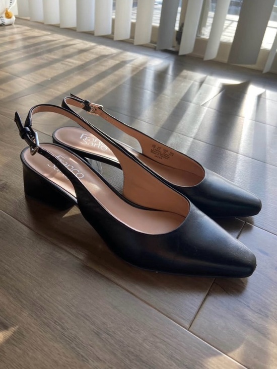 Franco Sarto Shoes - Franco Sarto Black Slingback Low Block Heel Pumps